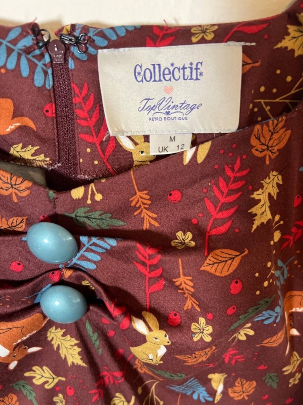 Women's Collectif retro woodland Doris dress size M medium midi - Picture 3 of 5